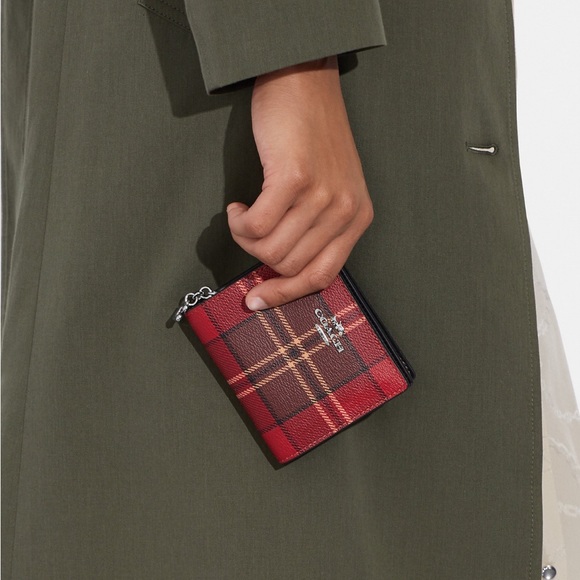COACH Tartar Plaid Print Snap Wallet - Picture 15 of 16